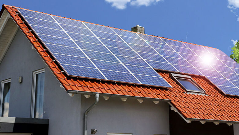 Roof with solar panels